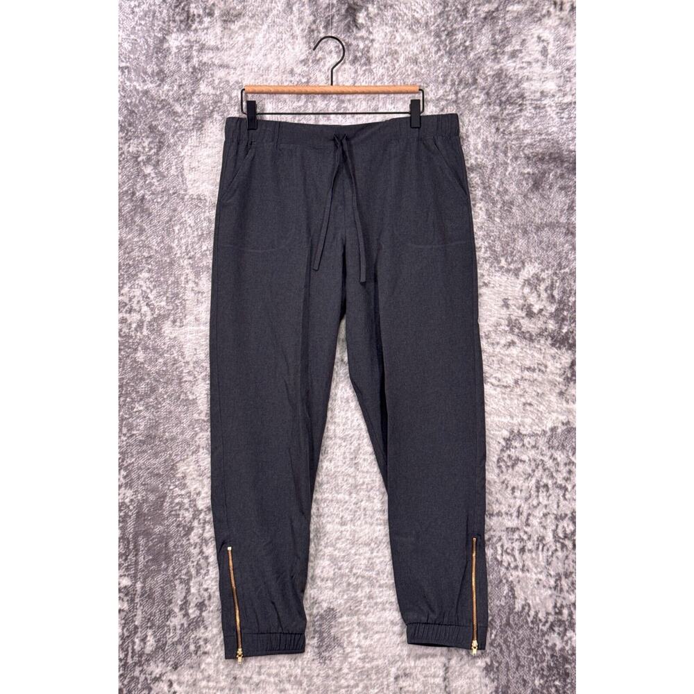 Albion Pants Medium Womens Jetsetters High Rise Zip Ankle Jogger Gray